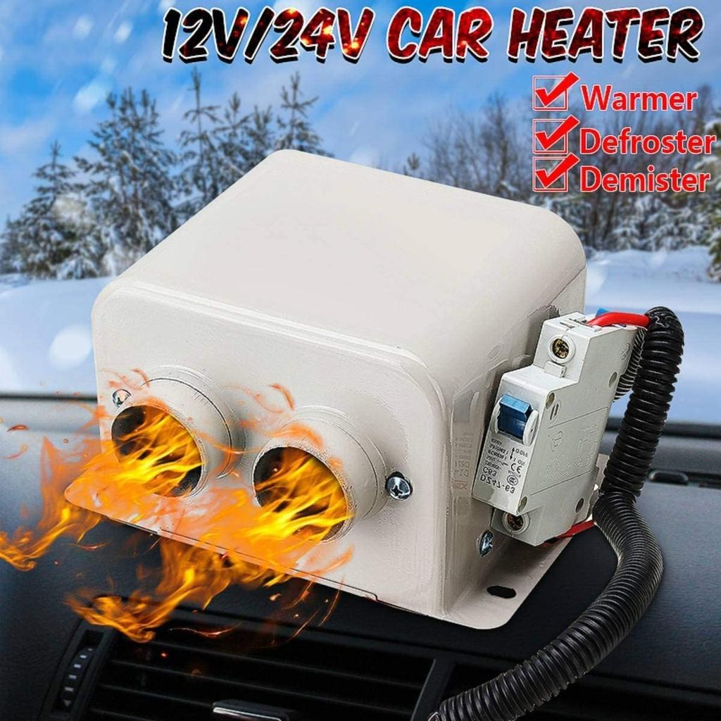 12V/24V 800W Car Heater Kit - High Power Double Outlet 5 Second Fast Heating Defrost for Automobile Windscreen Winter