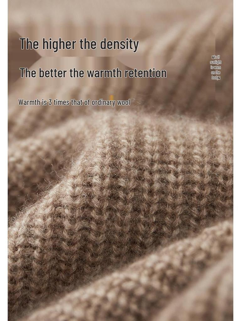 Men's Solid Color Cashmere Knit Cardigan - Autumn/Winter 2025, Loose, Soft, Comfortable, Zipper, Long Sleeve, Versatile.