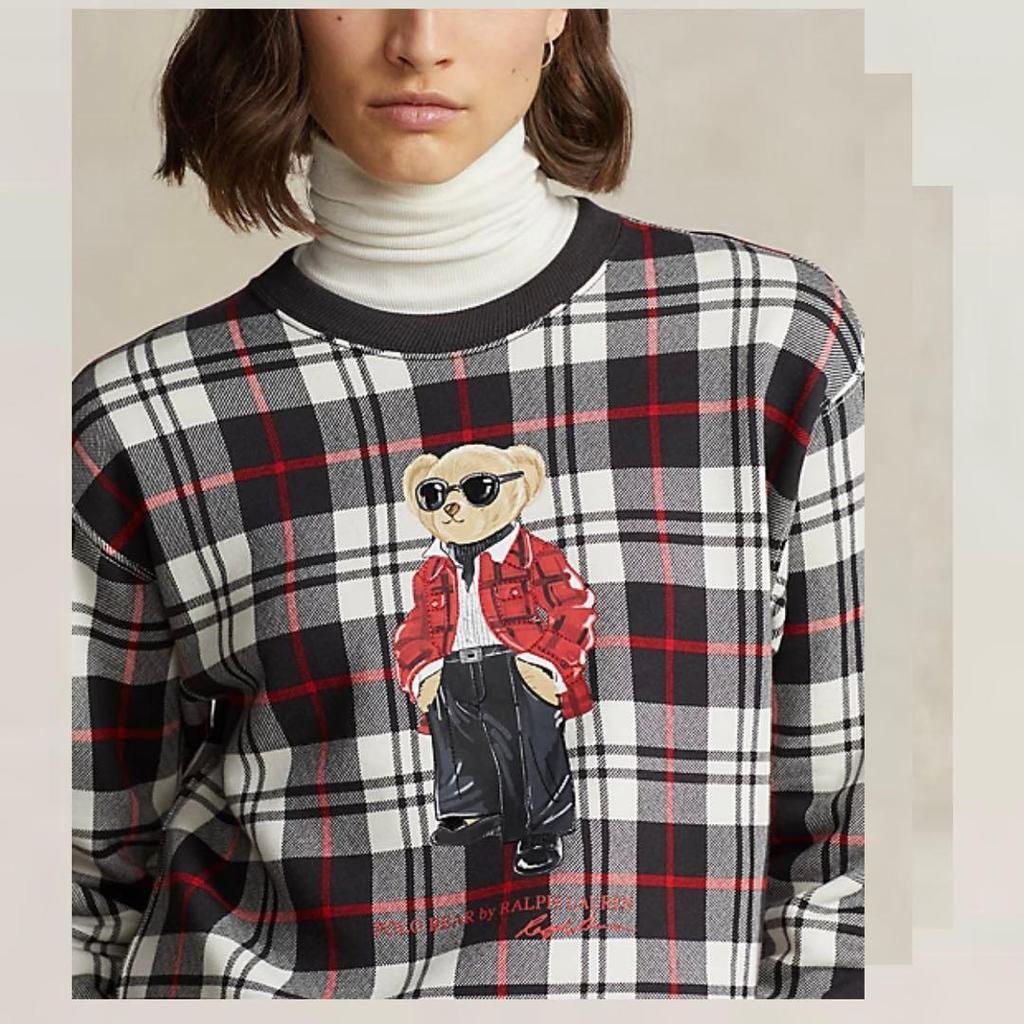 Used Super rareGood condition [POLO Ralph Lauren] S Polo Bear Red Check Cotton Sweatshirt