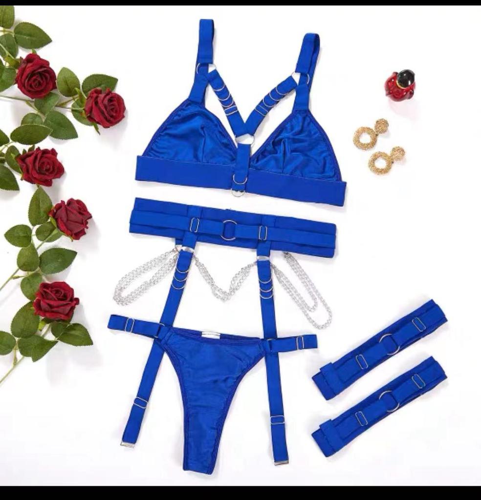 European Motorcycle Chain Garter Lingerie Set for Women