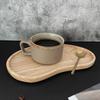 1Pcs Acacia Wood Serving Tray Solid Wood Coffee Cup Snack Plate Home Tea Tray with Cup Holder