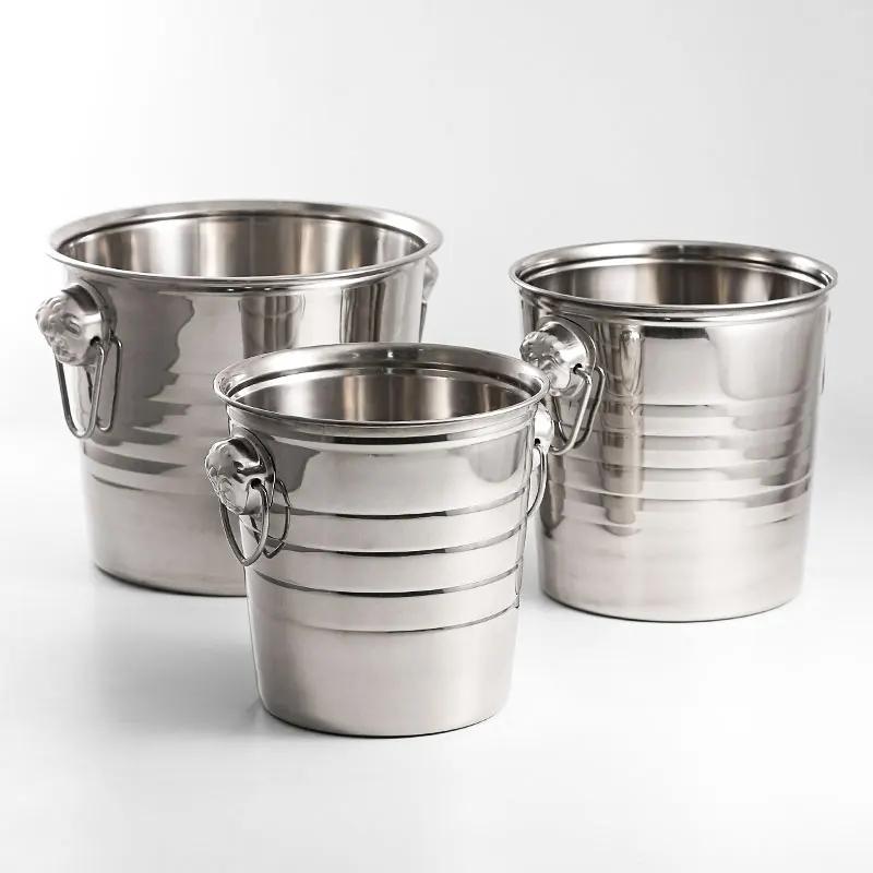 Gold Golden Thick Tiger Head Stainless Steel Ice Punch Bucket Wine Beer Cooler Champagne Cooler Party KTV Double Ear Ice Bucket