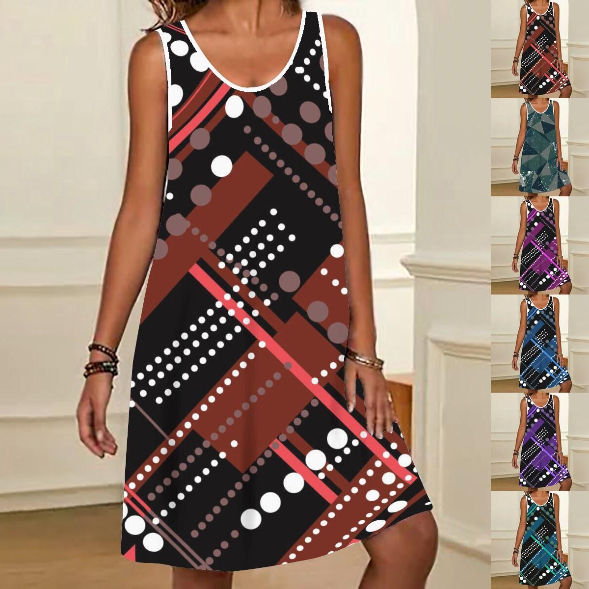 

Лето 2023, новое модное женское платье с принтом, повседневное платье S-2XL