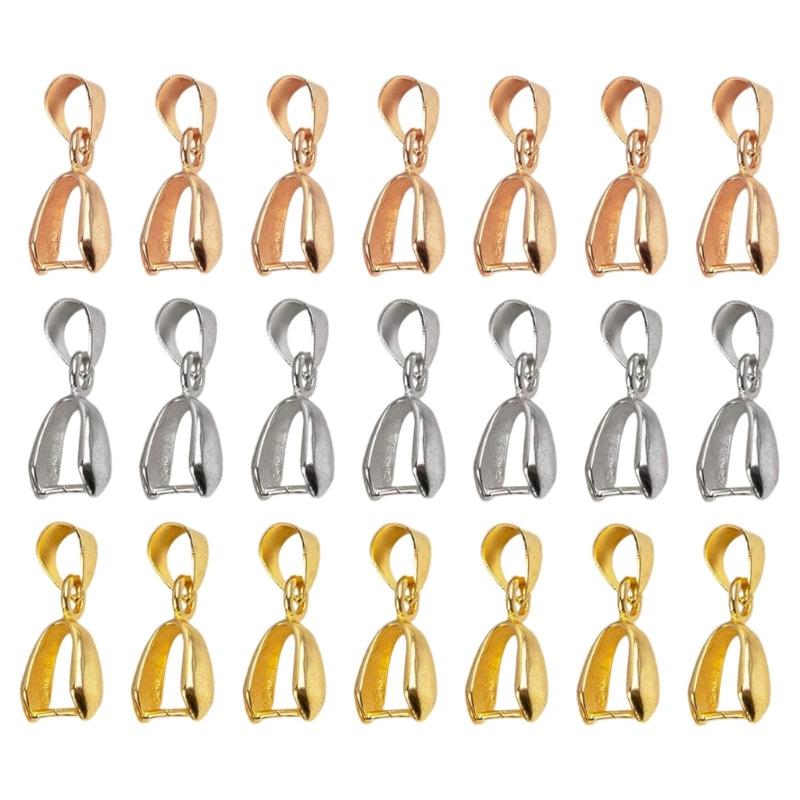 40Pcs Metal Pinch Clip Bail Clasp Copper Dangle Necklace Pendant Clamps Findings Jewelry Making Supplies