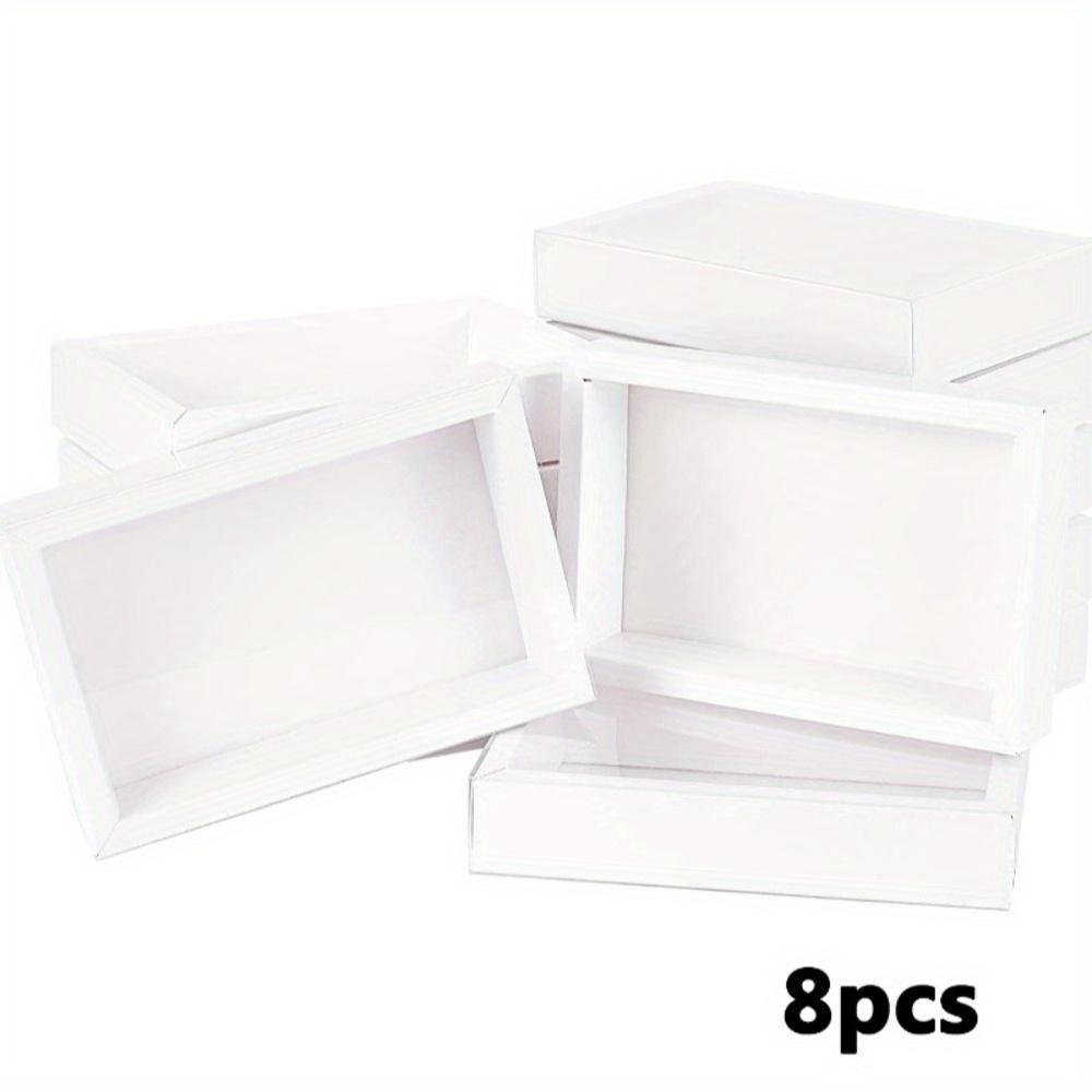 

8 шт. белых прямоугольных ящиков из крафт-бумаги, подарочная упаковка, выдвижные подарочные коробки с окошком для свадебных сувениров, конфет и ювелирных изделий, упаковка для поделок 8pcs 15*8*4 CM