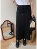 Women's High Waist Lace-Up Skirt: New Spring/Autumn Style, Casual A-Line Drape, Medium-Length with Hip Split Design.