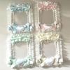 1Pcs White Square Pocard Holder Card Brick Anime Cartoon Game Character Diy Plush Ribbon Lace Case Lolita Idol