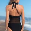 Women Mesh Sequin Strapless Swimsuit, Sexy Slim Fit Monokini, Beach Bathing Suit