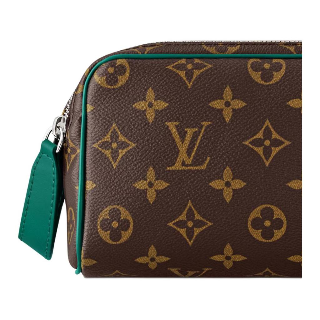 Louis Vuitton Dopp Kit Classic Logo Print Double Zipper Toiletry Bag Mini Unisex toiletry bag Brown M14911