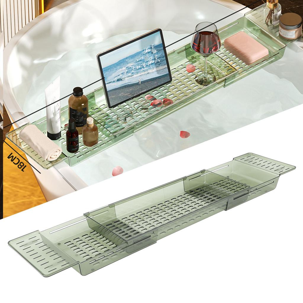 Bathtub Tray Table Extendable Draining Large Capacity Waterproof Bath Shelf for Bathroom