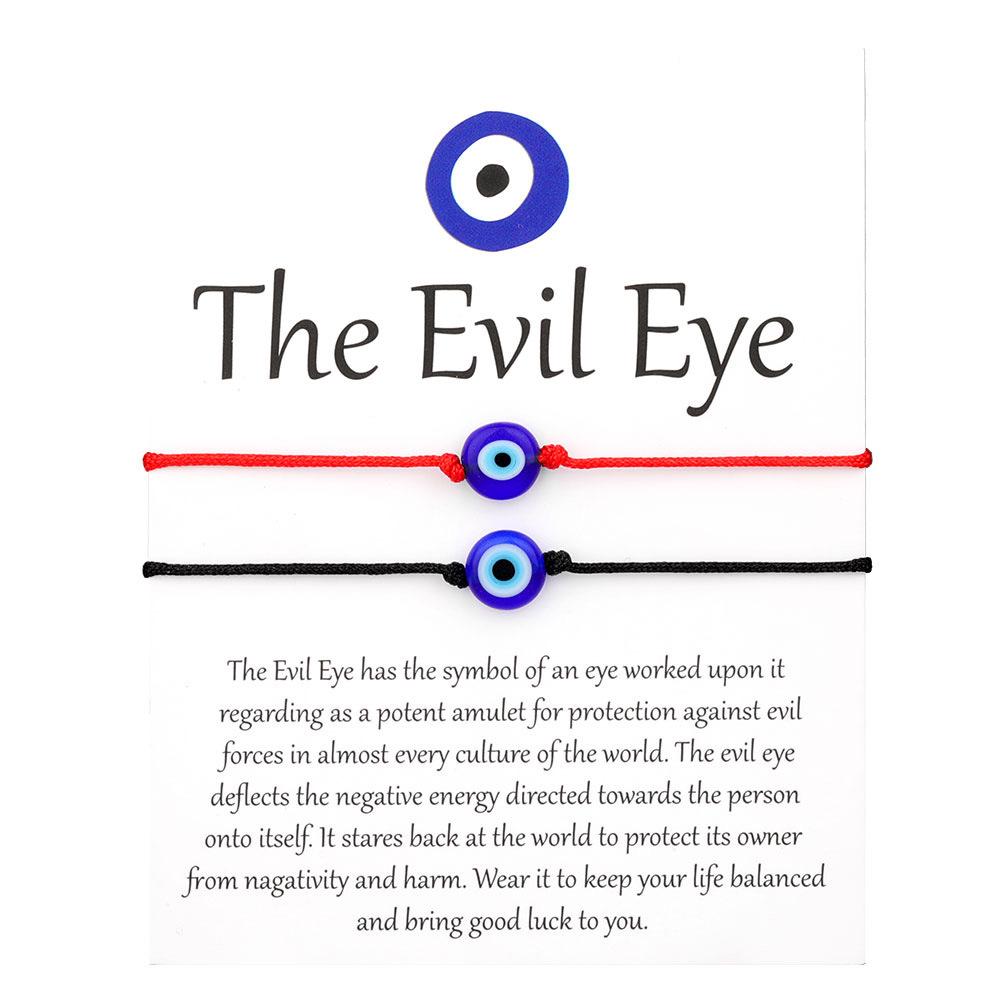 Evil Eye Red & Black Braided Bracelet with Turkish Charm