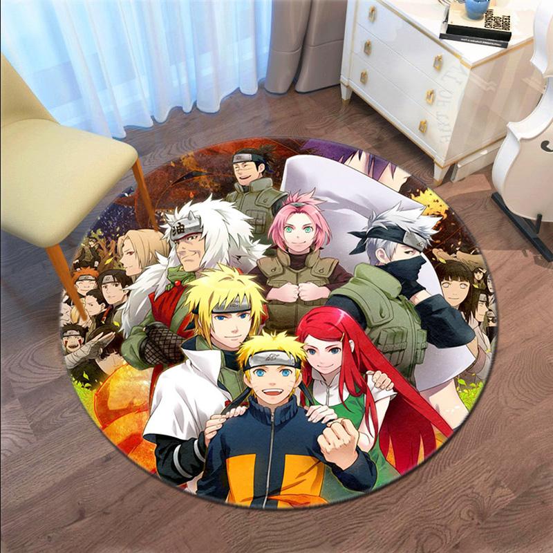 Famous cartoon NARUTO protagonist Uzumaki Naruto round carpet soft home decoration anti-slip door mat outdoor picnic mat carpet M4