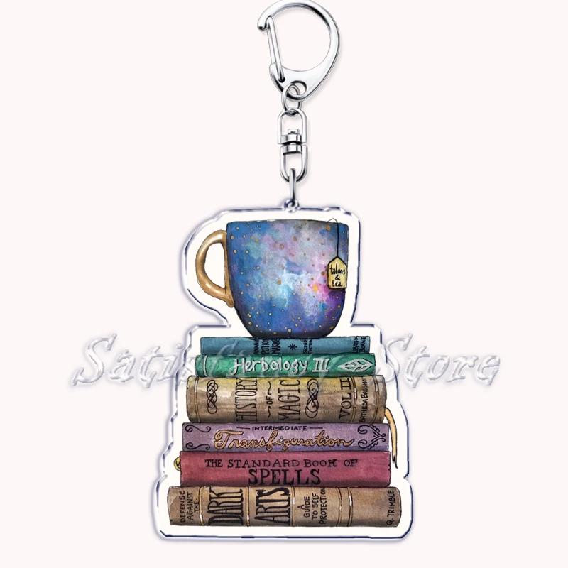 Pastel I Heart Flowery Books Keychains Ring for Accessories Bag Pendant Key Chain Keyring Jewelry Fans Lovers Gifts