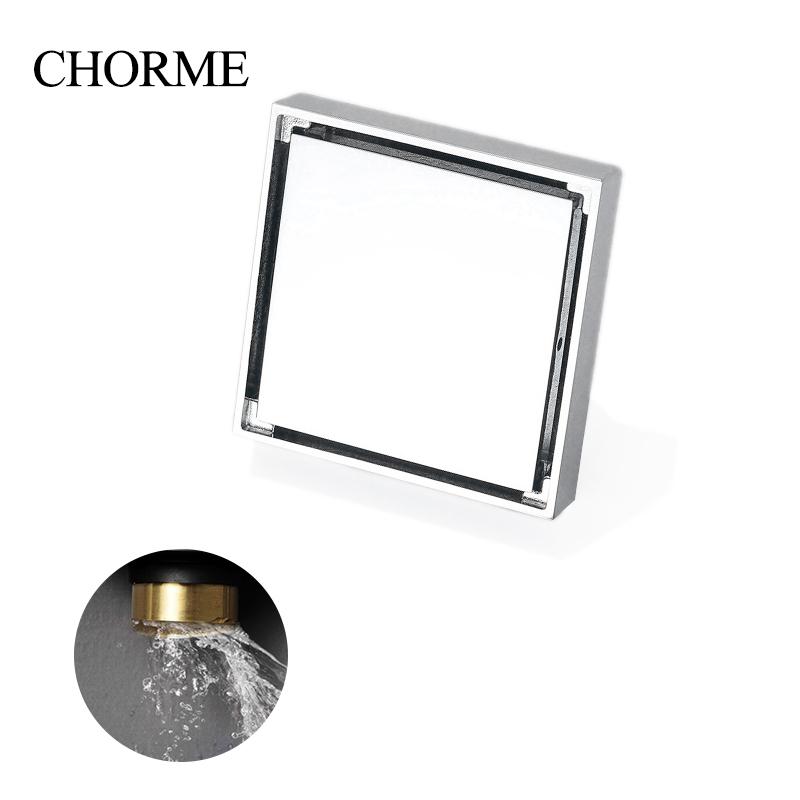 

Латунный душевой трап Напольный трап для ванной с вставкой под плитку Невидимая крышка для слива в туалете Квадратный напольный трап для сточных вод 10x10 см Розовое золото