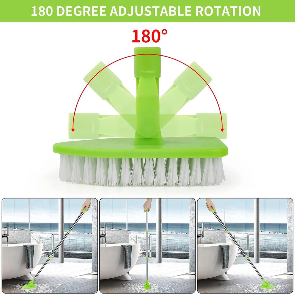 Retractable Long Handle Triangle Brush Multifunctional Floor Bathroom Cleaning Brush Sponge Brush Kitchen Supplies Cleaning Tools
