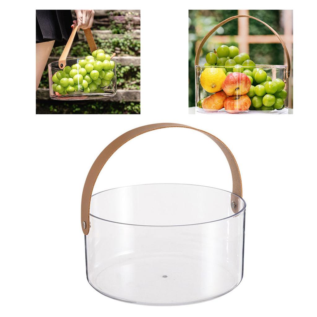 Portable Fruit Basket Clear Fruit Serving Bowl Multipurpose Plastic Organizer with Handle for