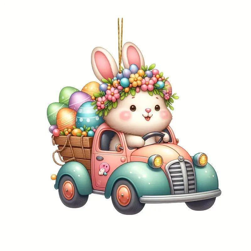 

Easter Acrylic Fun Bunny Ornament Cheerful Decor For Cars And Keychains