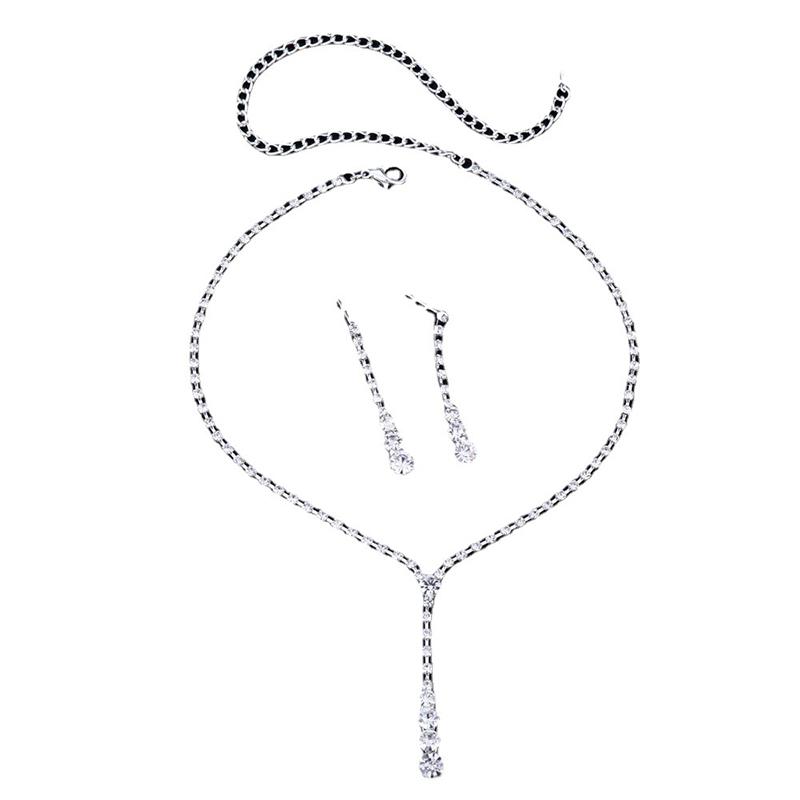 

Водное колье и набор серег с бриллиантами, геометрической формы, гальванизированные украшения, серебристый