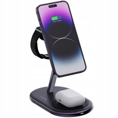 Innostyle Chargeur Inductif 3-en-1 Magstation Pour Magsafe Iphone Airpods Station de Charge Montre Noir