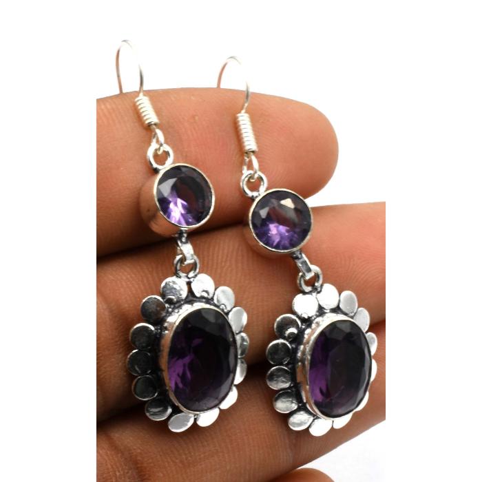 Amethyst Gemstone Ethnic Handmade Drop Dengle Earring Jewelry ER 119