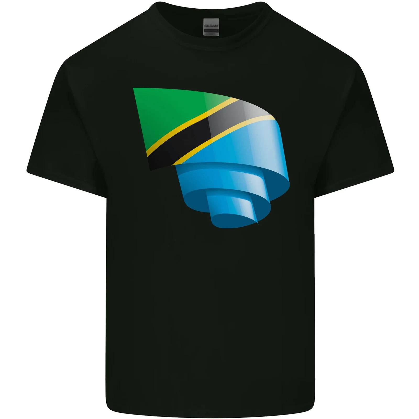 

Curled Tanzania Flag Tanzanian Day Football Kids T-Shirt Childrens 2XL