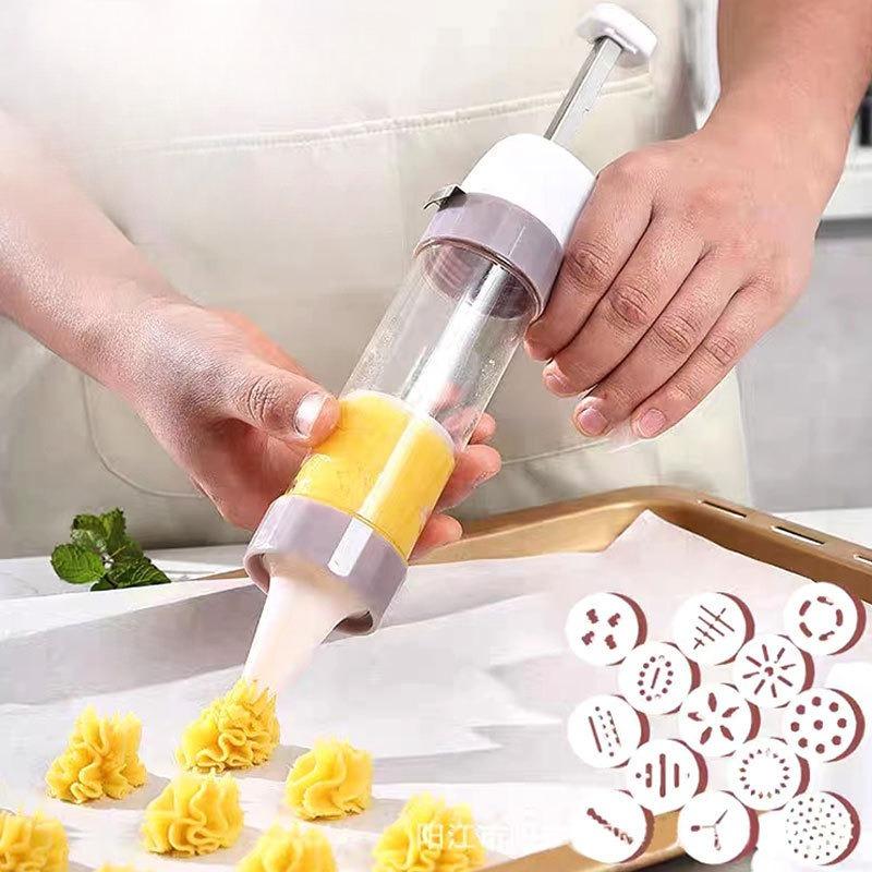 Manual Cookie Gun Multifunctional Kitchen Gadgets Creative Cake Decorating Nozzle Piping Extruder Cream Piping Gun Baking Tools