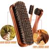 Shoe Brush Set with Natural Bristles and Wooden Handle for Cleaning and Polishing Shoes Boots and Leather Accessories