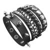 European & American Multilayer Wide Leather Bracelet with Punk Spikes & Rivets, Men's Hip Hop Beaded Jewelry.
