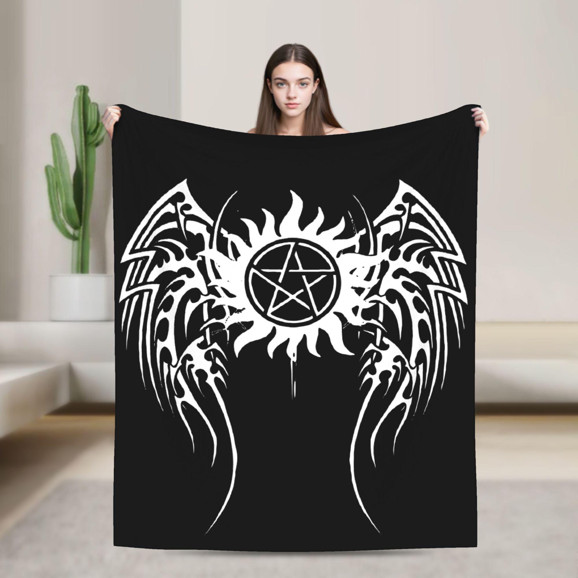 

Supernatural Knitted Blankets Dean Winchester Flannel Throw Blankets Air Conditioning Decoration Ultra-Soft Warm Bedspreads 75x90cm