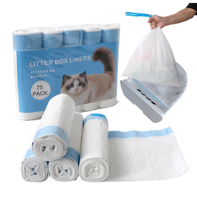 "Cat Litter Box Garbage Bag with Tie Closure"