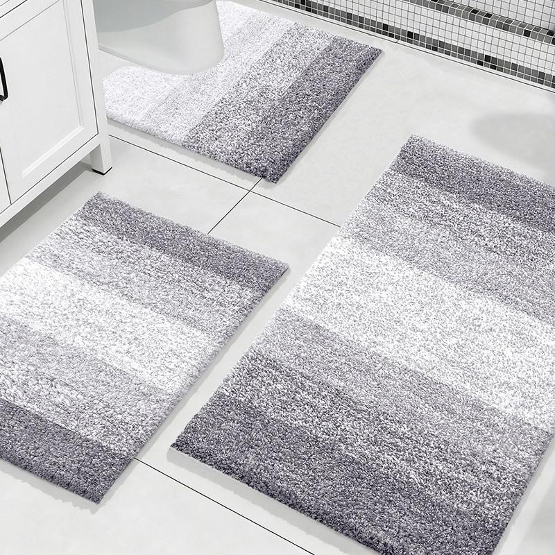 Snowflake Fleece Floor Mat, Door Carpet, Absorbent Foot Mat, Bathroom Door Mat, Toilet Bathroom Non-Slip Mat Three-Piece Set