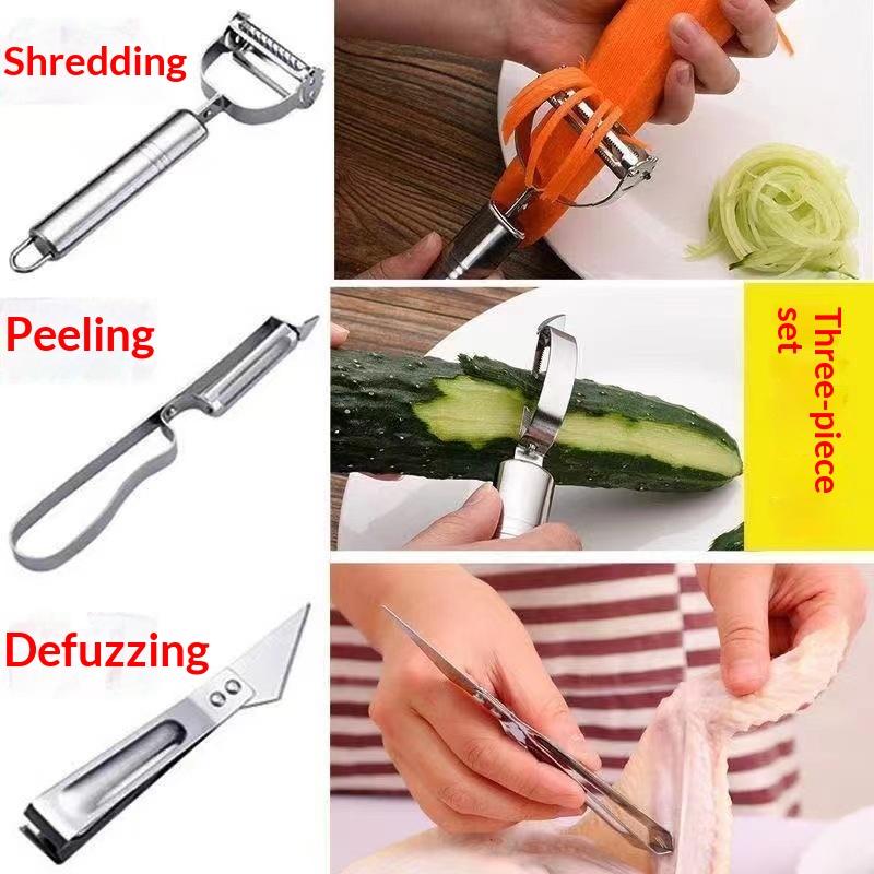 1/3Pcs Stainless Steel Vegetable Peeler Set Multifunctional Fruit Slicer Cutter Tools Potato Carrot Grater Julienne Peeler