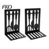 Soportalibros de Cubiertos 1 Par Cocina Metal Decorativo para Estanterías, Resistente Antideslizante Soporte Tema Cocina Cocción, Tope de Soporte Negro