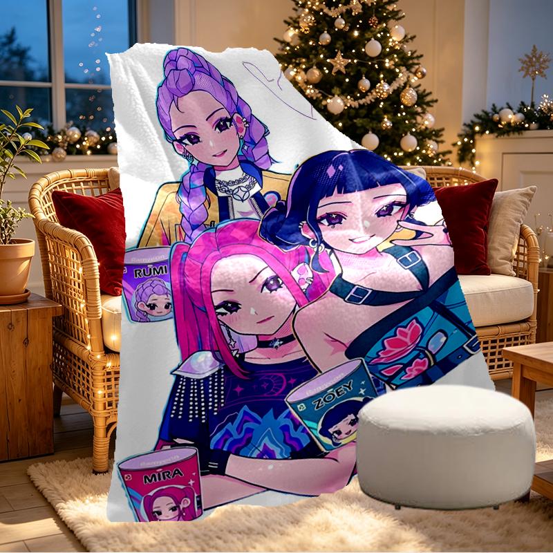 KPop Dämonenjäger Print Decke - Weich & Bequem, für Schlafzimmer, Reisen, Sofa, Heimdekoration - Geburtstags-Weihnachtsgeschenk für Freund