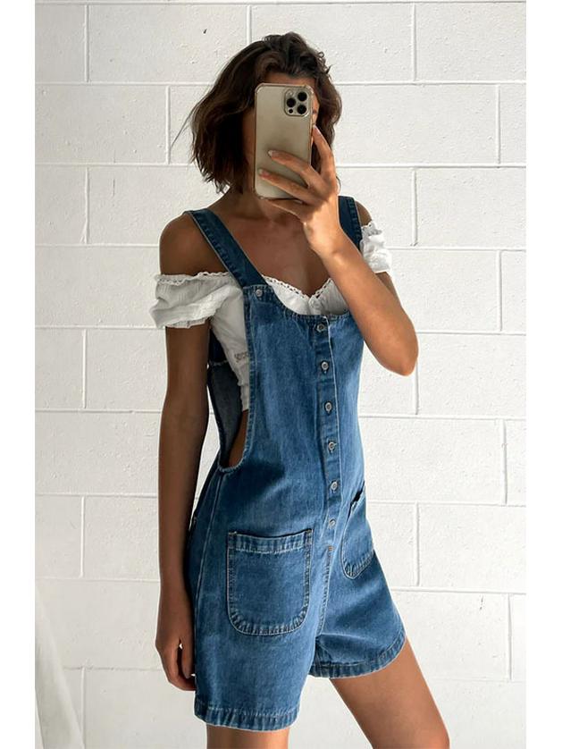 2025 European & American Women's Slim Fit Denim Overall Shorts