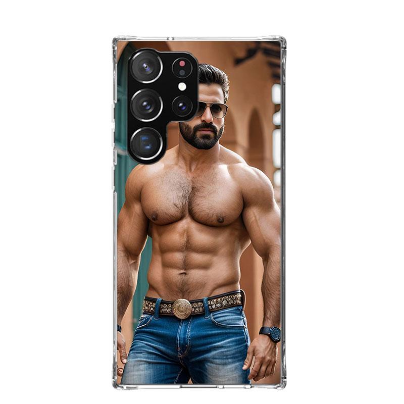 Sexy Muscle Man Gay Fitness Phone Case For Samsung Galaxy S25 Edge S24 S23 S22 S21 FE S20 Ultra S10 Plus + Art Customized Coque