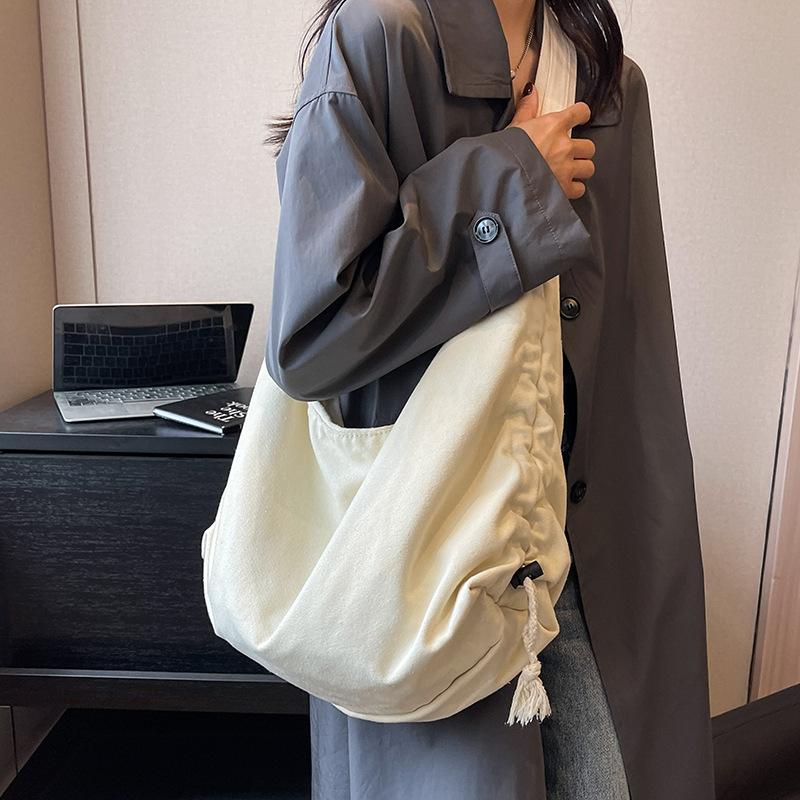 Canvas Bags  Large Capacity  New Style for Girls  Solid Color Dumpling Bags  One Shoulder Crossbody Bags