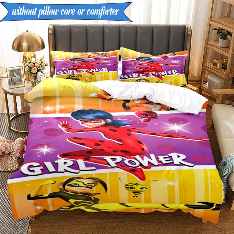3PCS Miraculous Adventures Bedding Set,Including 1pc Duvet Cover And 2pcs Pillowcases Perfect for Bedroom, Dormitory, Fan Christmas gift