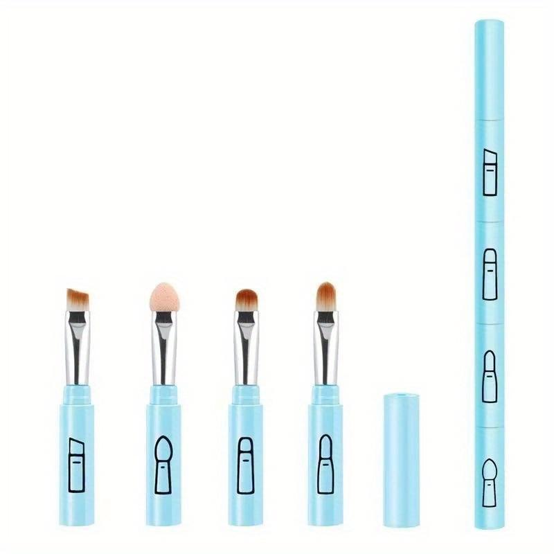 4Pcs/set 4 IN 1 Multifunctional Makeup Brushes Set Makeup Gadget Detachable Lip Eyeshadow Brush Sponge Eyeshadow Brush for Home Travel