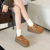 Leather retro Birkenstocks women's autumn new platform heightening loafers fashion versatile casual single shoes trend