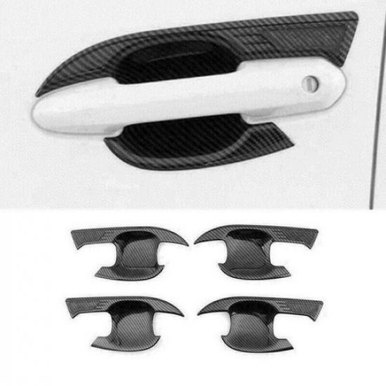Carbon Fiber 4PCS Door Handle Bowl Cover Trim For Toyota Highlander 2021-2024