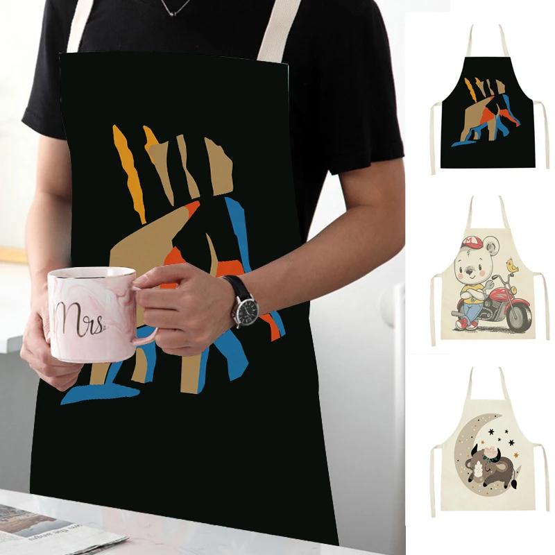 Animal Elephant Monkey Kitchen Aprons Linen Aprons Home Cooking Baking Accessories Aprons Kitchen Accessories Delantal Cocina