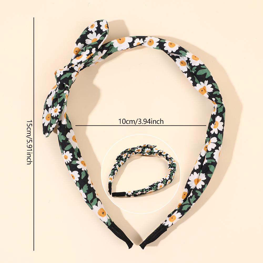 5Pcs Handmade Fabric Bowknot Hairband Print Flower Rabbit Ear Headband Girls Kids Floral Crown Headdress