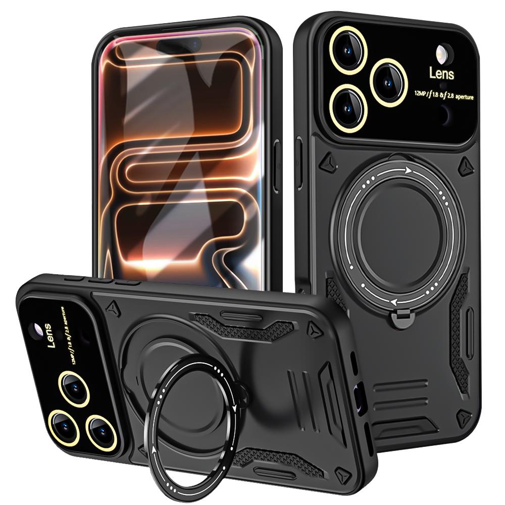 Military Armor Fold Ring Bracket Phone Case For iPhone 17 Pro Max Air 15 14 Plus 11 12 13 16 Pro Magnetic Camera Protector Cover