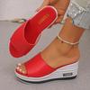 Plus Size Women's Peep Toe Wedge Heel Slides – European & American Summer Fashion