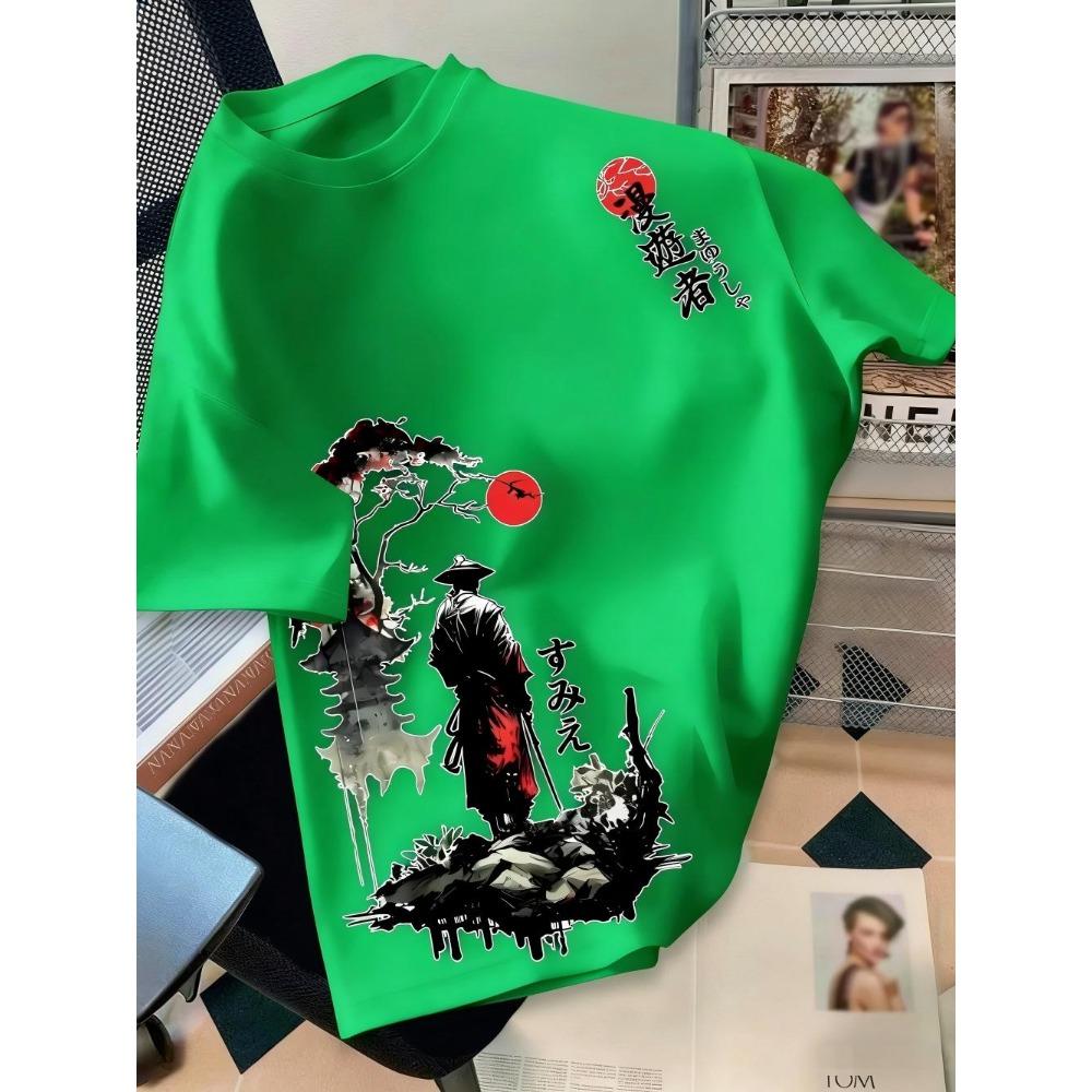 European and American men's summer wandering swordsman print comfortable and breathable round neck T-shirt outdoor street top