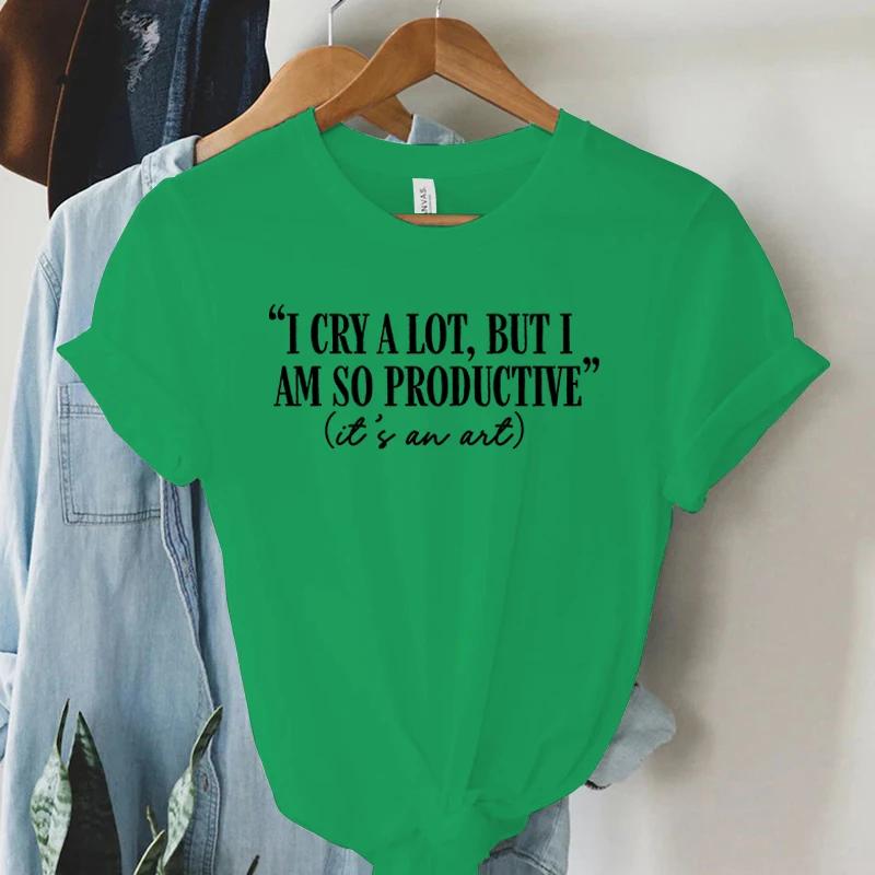 I Cry A Lot But I Am So Productive Tshirt Womens Mental Health Tshirt TTPD Music Positive Tops Tees Funny Letters Women Tshirt