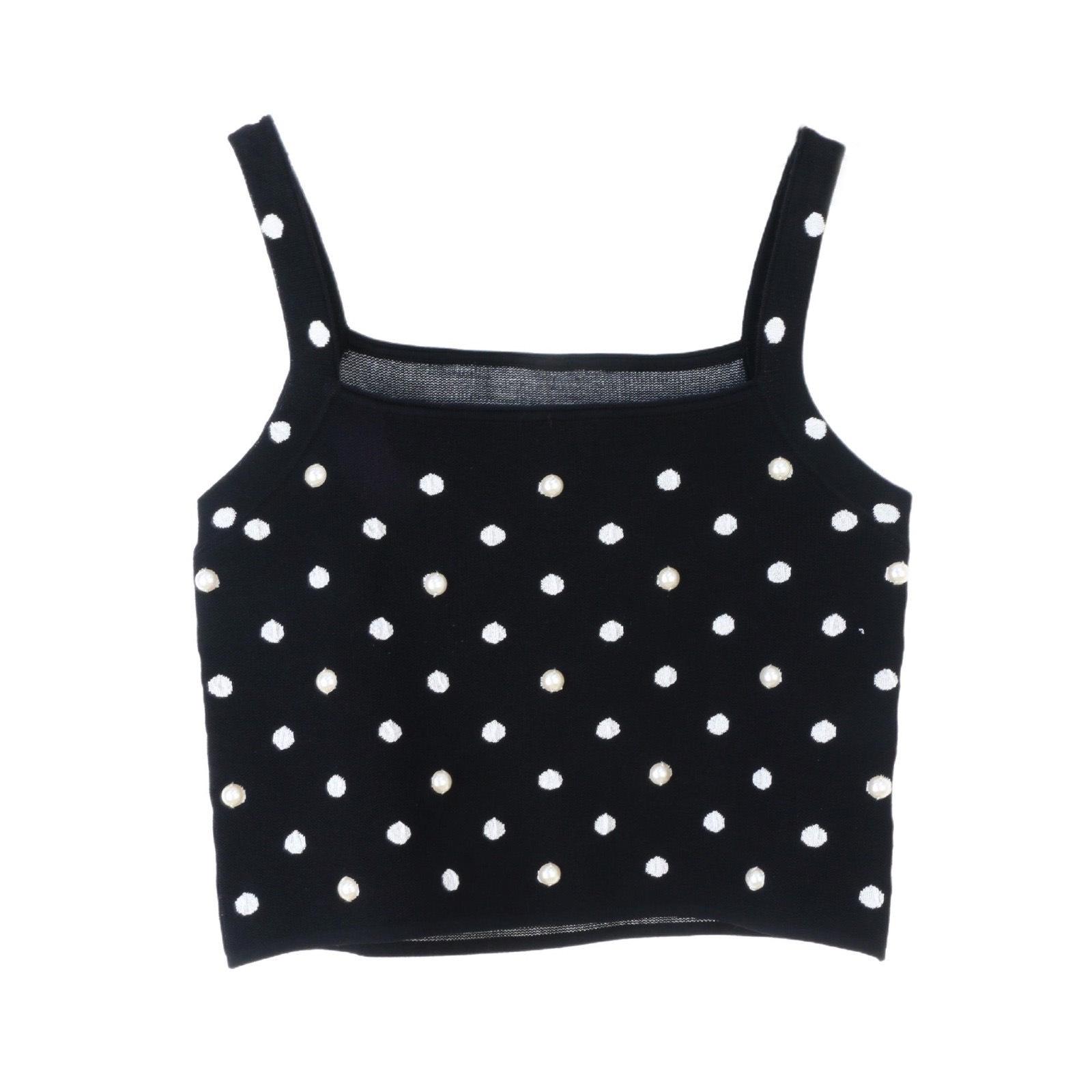 

Korean-Style Polka Dot Backless Camisole: Trendy, Slim-Fit, Sexy Spring/Summer Top for Women S