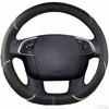 Black Microfibre Leather Car Steering Wheel Cover For  Citroen C4 C4L 2011-2015 DS4  DIY Auto Steering Wheel Case