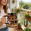 Artistic Equestrian Theme Drinking Cup Ceramic Coffee Mug With Flat 2D Print Horse Stable Pattern For Daily Use